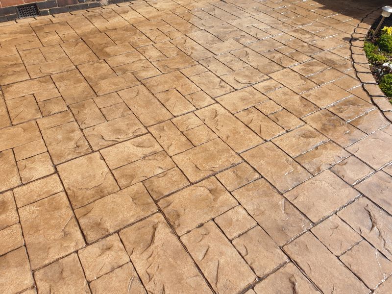 Printed concrete driveway cleaned and re-sealed in Ilkeston: Swipe To View More Images