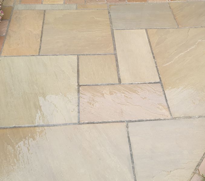 Indian sandstone after being soft washed in Ilkeston: Swipe To View More Images
