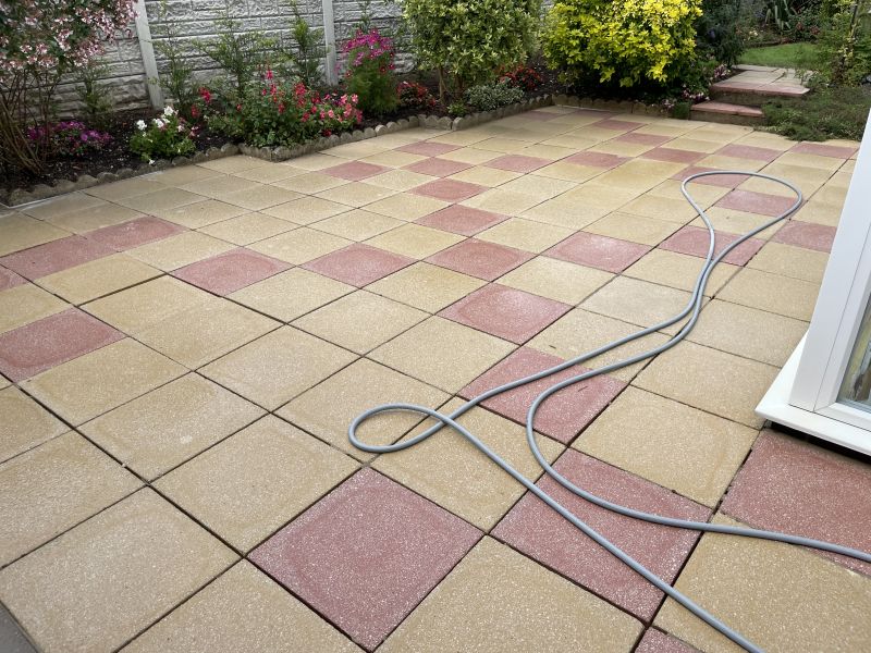 Slabbed patio after being cleaned in Giltbrook, Nottingham : Swipe To View More Images