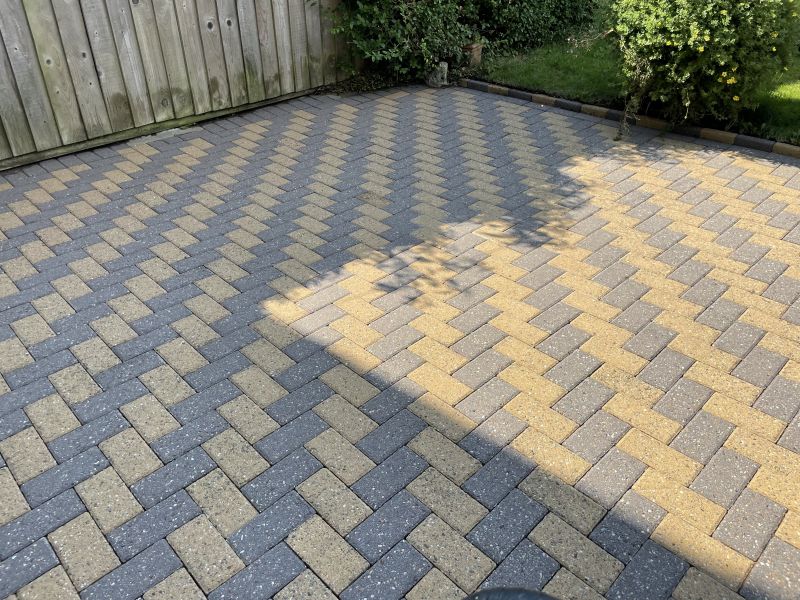 Block paving after being cleaned and re-sanded in Mickleover, Derby: Swipe To View More Images