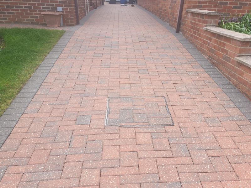 Block paving after being pressure washed and re-sanded in Ilkeston: Swipe To View More Images
