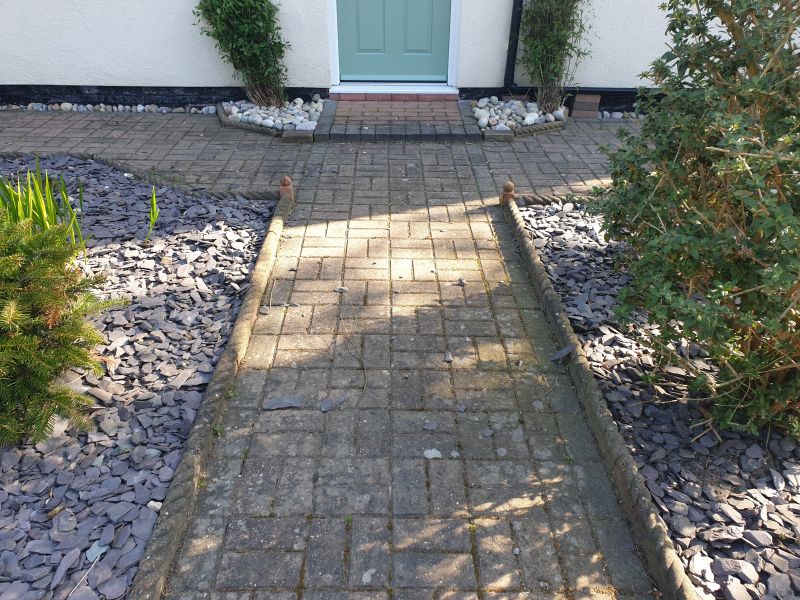 Block paving path before being cleaned and re-sanded in Awsworth : Swipe To View More Images
