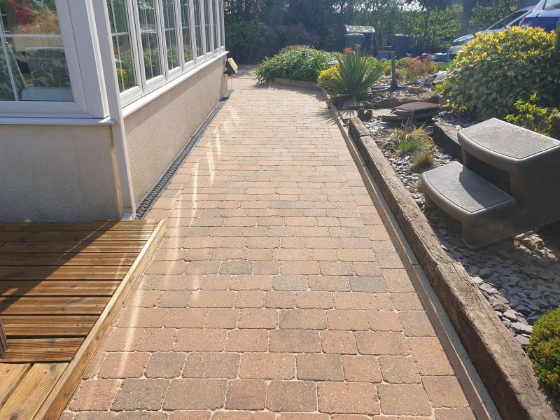 Block paving path after being pressure washed and re-sanded in Awsworth: Swipe To View More Images