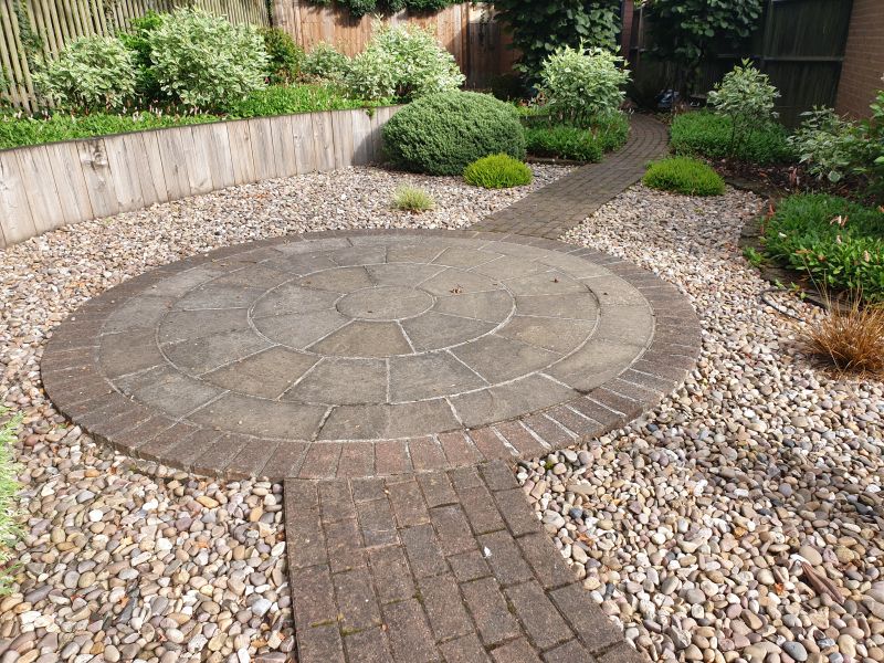 Indian sandstone before being cleaned and soft wash treatment applied in Bramcote: Swipe To View More Images