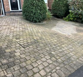 Block paving driveway in Ilkeston before being pressure washed: Click Here To View Larger Image