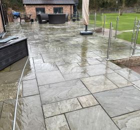 Indian sandstone before being cleaned in Mapperley village Derbyshire : Click Here To View Larger Image