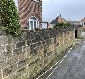 Stone wall in Langley mill,Derbyshire before being cleaned : Click Here To View Larger Image